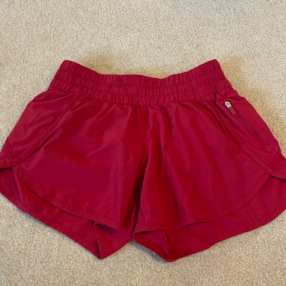 Red Lululemon shorts